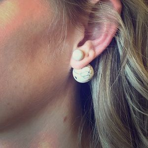 Double Pearl Marble Earrings Tribal
